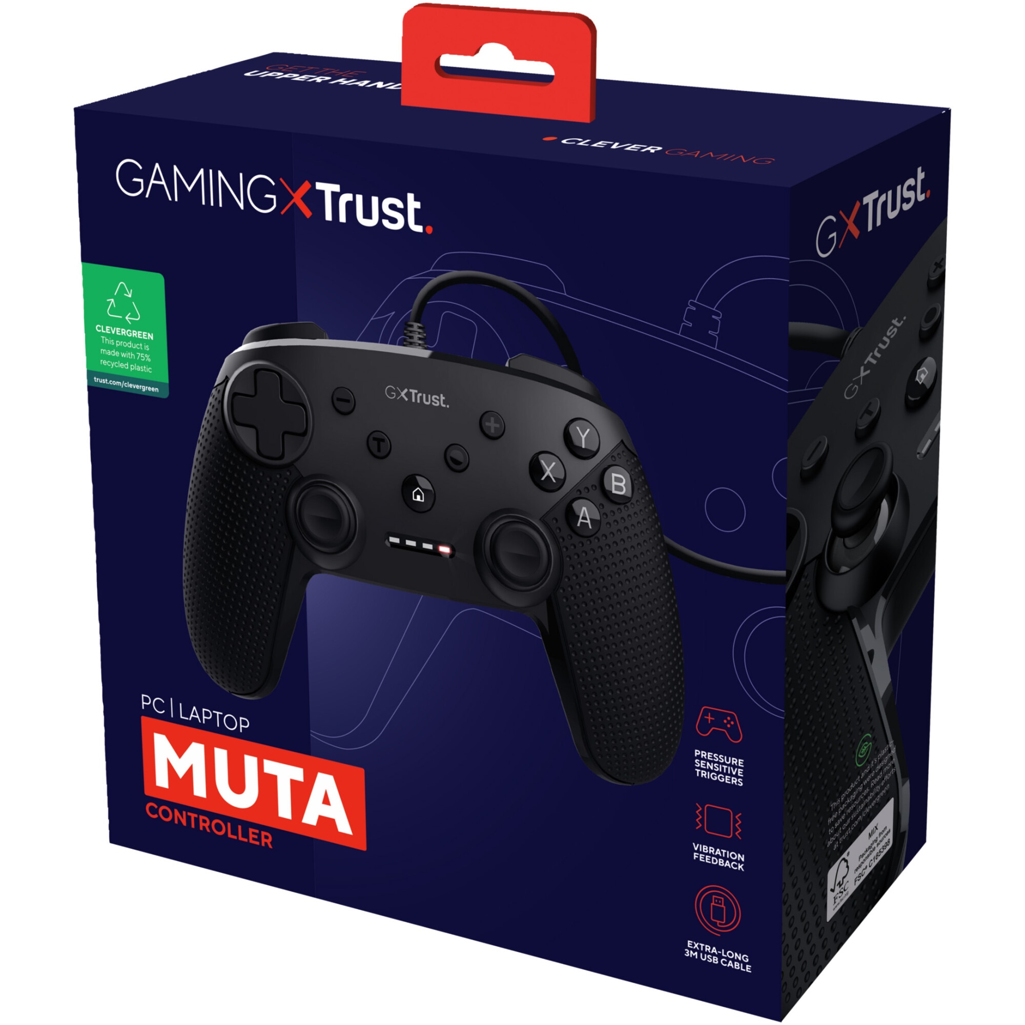 Controller cu fir Trust GXT 541 Muta, Negru pentru PC, Nintendo