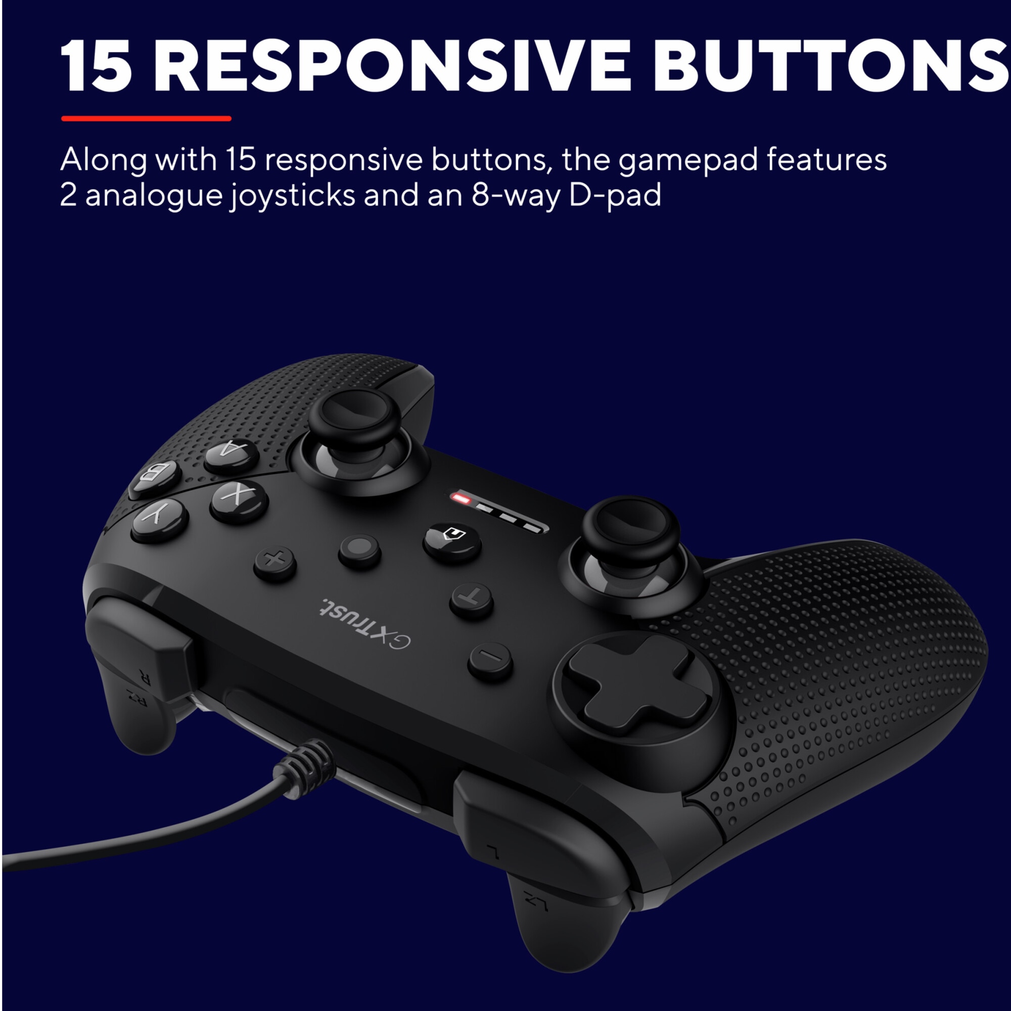 Controller cu fir Trust GXT 541 Muta, Negru pentru PC, Nintendo