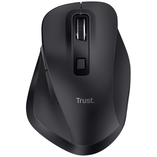 Mouse wireless reincarcabil Trust Fyda, realizat din materiale reciclate, 800-2400 DPI, 6 butoane, suport pentru degete mari, mouse ergonomic fara fir pentru laptop, PC, Mac, servi