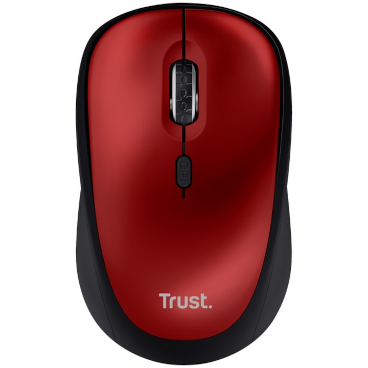 Безшумна безжична мишка Trust Yvi+ ECO, 800-1600 DPI, червена