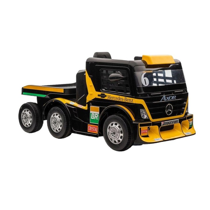 Електрическа кола Mercedes XMX622B, Leantoys, 2x45 W, LED/LCD/MP4/MP3/USB, Пластмаса/Кожа, 109x72x67 см, Черен/Жълт