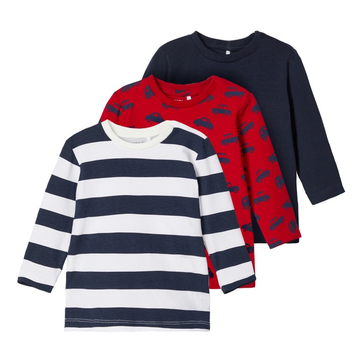 Set 3 bluze bebelusi din bumbac organic baieti - Kalle 2110