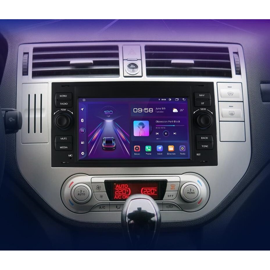 ACAVICA Autoradio per Ford Fiesta MK5 Focus MK2 C-Max Kuga Galaxy S-Max – Android 14 2+64GB Touchscreen 9 – Wireless Carplay Android Auto Bluetooth