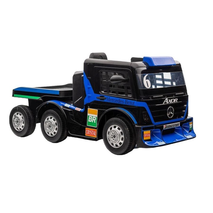 Електрическа кола Mercedes XMX622B, Leantoys, 2x45 W, LED/LCD/MP4/MP3/USB, Пластмаса/Кожа, 109x72x67 см, Черен/Син