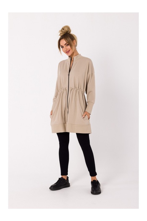 Дамска мини рокля, Made of Emotion, Olwelon, Cotton, Beige, 2XL