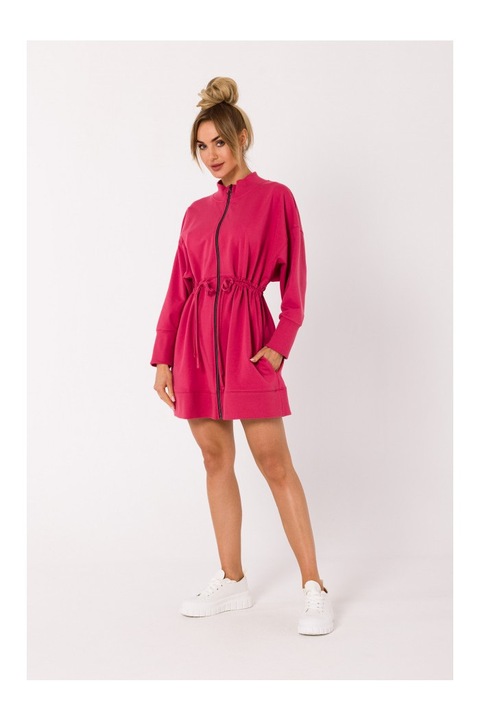 Дамска мини рокля, Made of Emotion, Olwelon, Cotton, Coral, 2XL