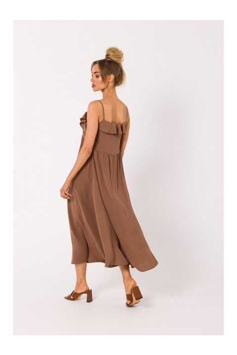 Made of Emotion Női midi ruha Lan M743 csokoládé, Barna