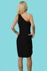 Rochie bodycon Eliana, cu umeri goi si decolteu asimetric, Negru, Marime universala S/M