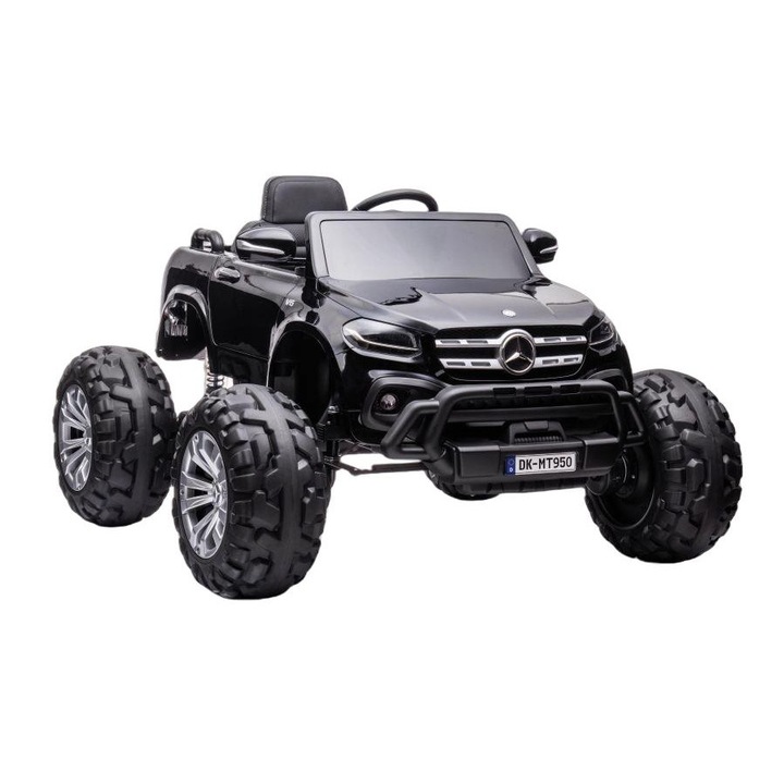 Електрическа кола Mercedes DK-MT950, Leantoys, 4x4, 4x45 W, LED, MP3/MP4/SD, Пластмаса/Кожа, 122x104x74 см, Черен