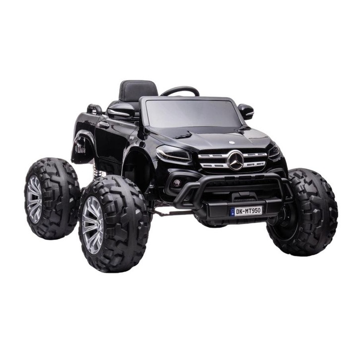 Masinuta electrica Mercedes DK-MT950, Leantoys, 4x4, 4x45 W, LED, MP3/MP4/SD, Plastic/Piele, 122x104x74 cm, Negru