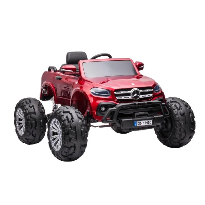 Masinuta electrica Mercedes DK-MT950, Leantoys, 4x4, 4x45 W, LED, MP3/MP4/SD, Plastic/Piele, 122x104x74 cm, Rosu