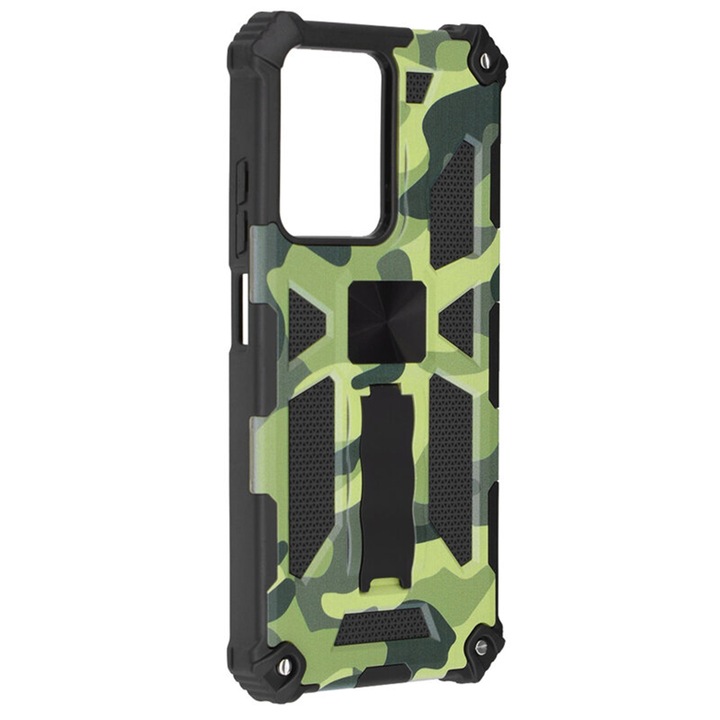 Калъф от серия Blazor за Redmi Note 12 Pro, Poco X5 Pro, армейски печатен дизайн, анти-шок, функции за поддръжка на стойка и кола, армейски щит, Ultra Protect Tech, камуфлаж