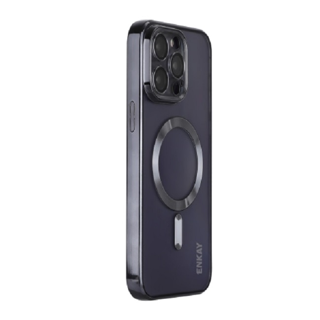 Husa din silicon cu margini metalizate Ultra-Soft, Luxury Magsafe, compatibila cu iPhone 14 Pro Max / Negru