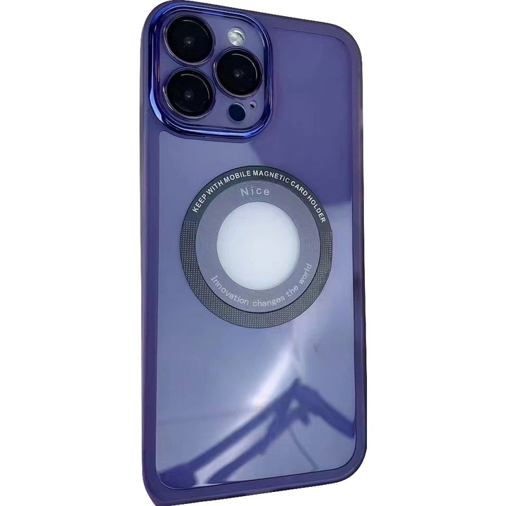 Защитен калъф MagSafe TPU, Flippy, за Apple iPhone 12/12 Pro, с лого изрез, Camera Glass Foil, Purple