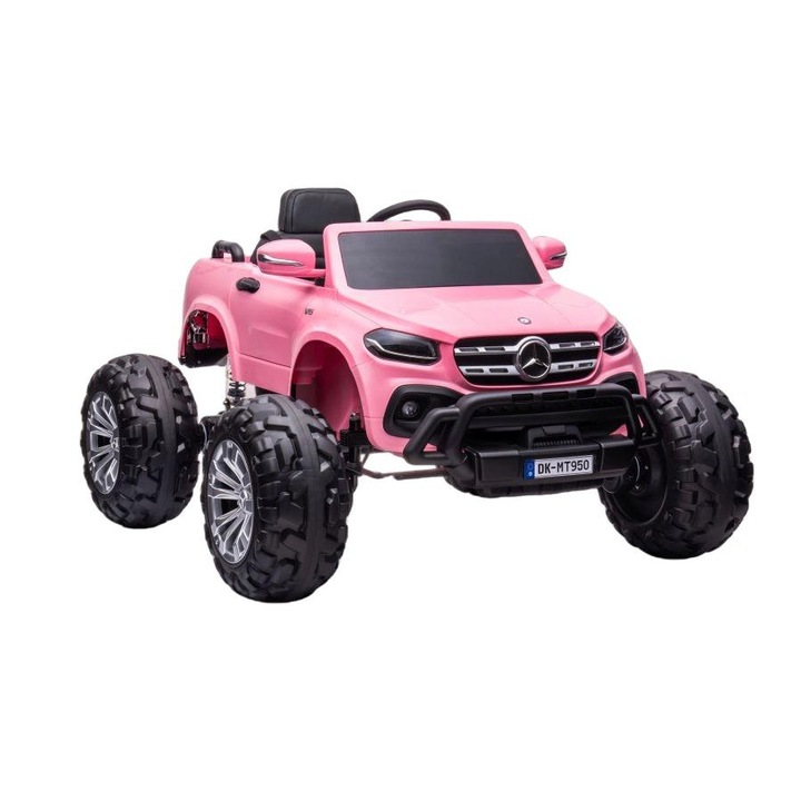Електрическа кола Mercedes DK-MT950, Leantoys, 4x4, 4x45 W, LED, MP3/MP4/SD, Пластмаса/Кожа, 122x104x74 см, Розов