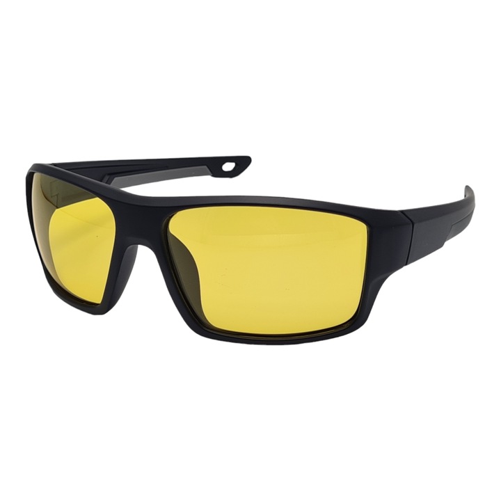 Ochelari de soare Sport Polarizati, Pentru Soferi, lentila galbena, P7085C1, negru mat