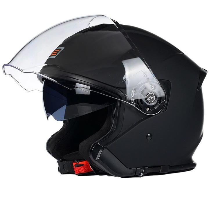 Casca pentru motocicleta, Termoplastica, Sticla, Negru, L