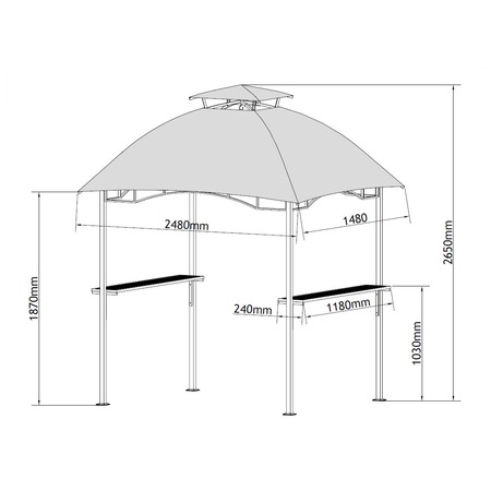 Pavilion party Kring Torino, otel/poliester, 2.40x1.50 m, Bej