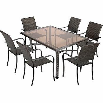 Set mobilier gradina/terasa Kring Amalfi, masa, 6 scaune, maro Set mobilier gradina/terasa Kring Amalfi, masa, 6 scaune, maro
