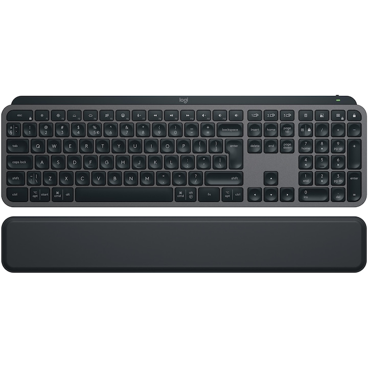 Безжична клавиатура Logitech MX Keys S, Осветление, Palmrest, 2.4GHz&Bluetooth, USB-C, US INTL layout, Graphite