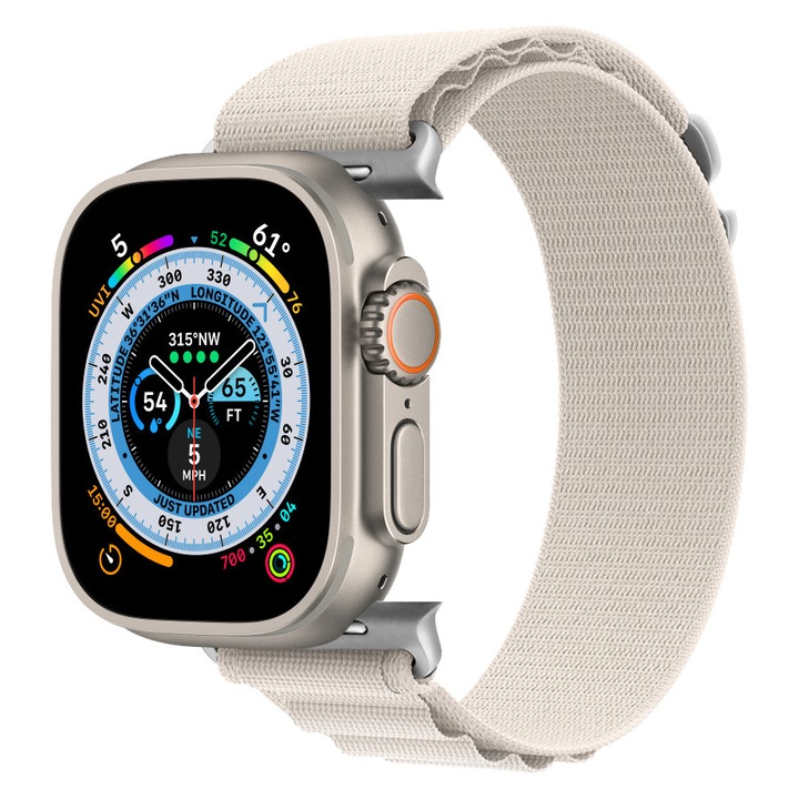 Curea Dr.Shield Alpine, Compatibila Apple Watch Ultra, 9, 8, 7, 6, 5, 4, 3, SE, SE 2, Diagonala 42/44/45/49 MM - Ivoire