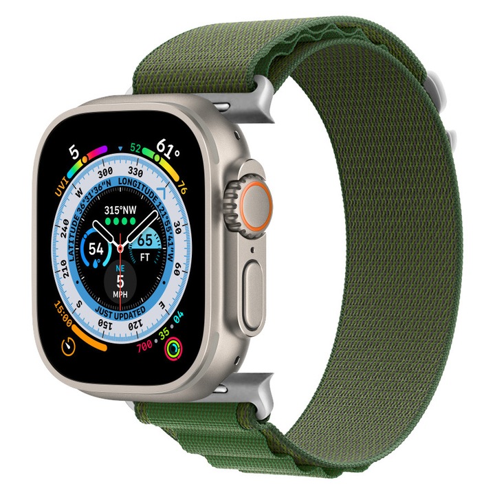 Curea Dr.Shield Alpine, Compatibila Apple Watch Ultra, 9, 8, 7, 6, 5, 4, 3, SE, SE 2, Diagonala 42/44/45/49 MM - Verde