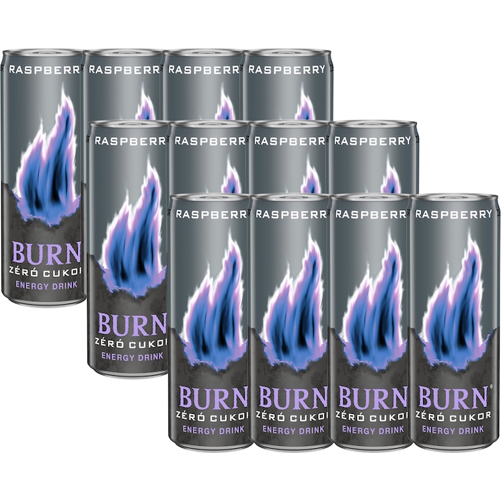 Burn Zero Raspberry szénsavas energiaital, 12x0.25l