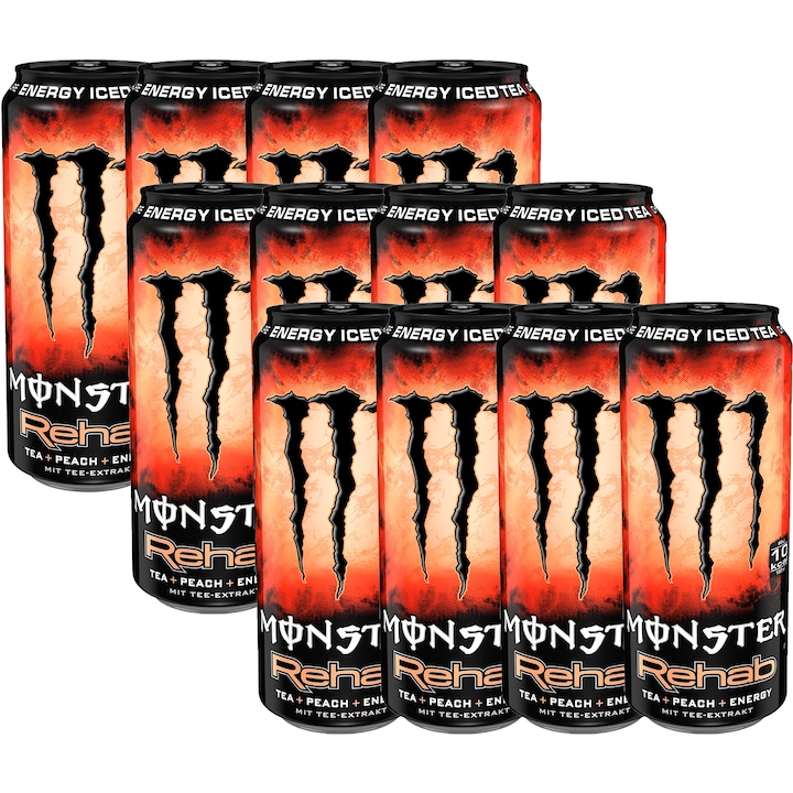 Monster Rehab Peach szénsavas energiaital, 12x0.5l