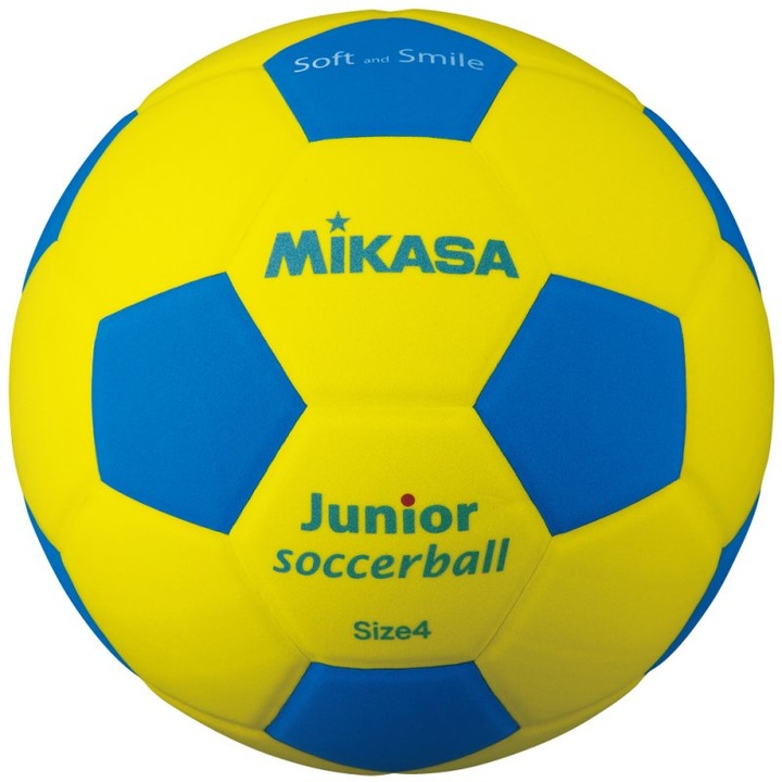 Minge de fotbal pentru copii, Mikasa, EVA, Marime 4, Galben/Albastru