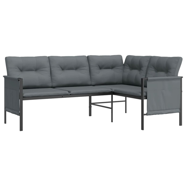 vidaXL antracitszürke acél és textil kerti sarokkanapé 24 kg 362811