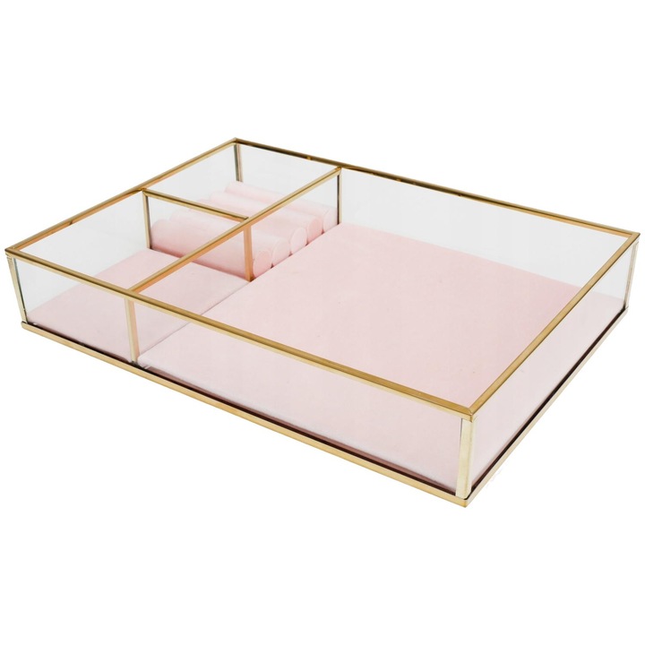 Organizator de bijuterii, Zd Trading, 28 x 20 cm, Roz/Auriu