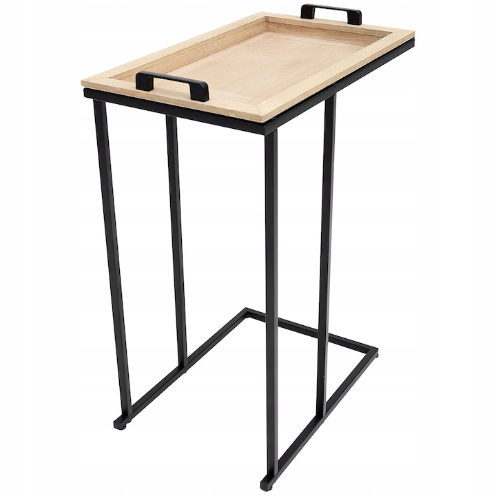 Masuta de cafea, HomeAccents, Lemn/Metal, 59,7x45x28cm, Negru/Maro