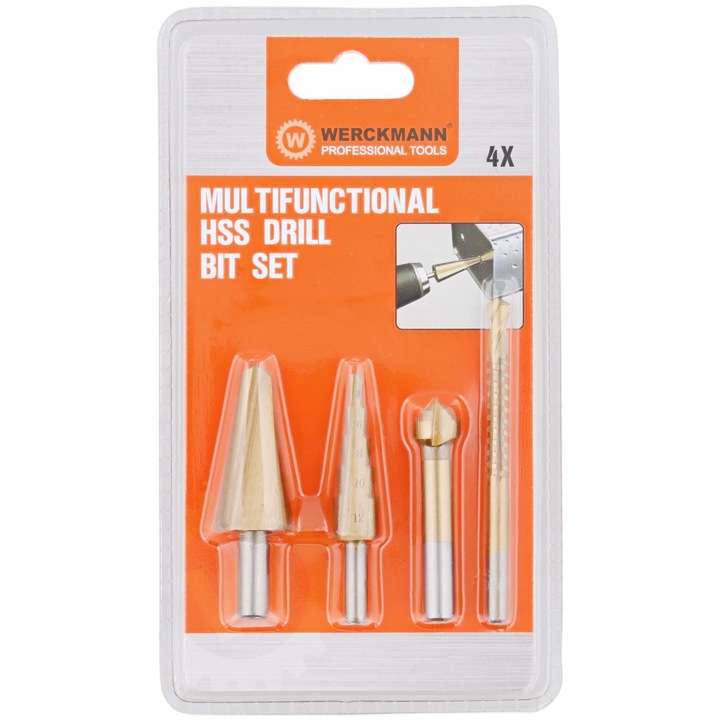 Set burghiu, Werckmann, Otel, 4 bucati