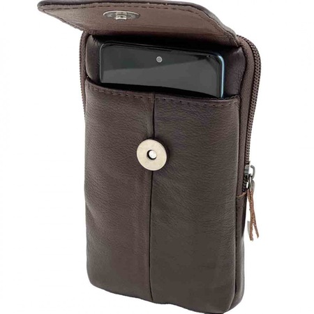 Borseta Curea, Maro, Piele naturala, Compatibila Cu Telefoane Cu Diagonala Maxima De 6.5 inch, 17.5 x 10.5 x 3 cm - eMAG.ro