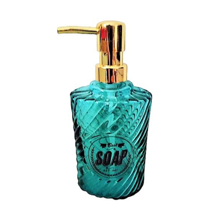 Dispenser sapun lichid, A-M, Sticla, 500ml, Verde/Auriu