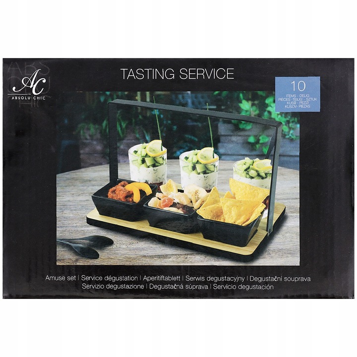 Set de servire sosuri, Absolu Chic, Ceramica, 9buc, Negru