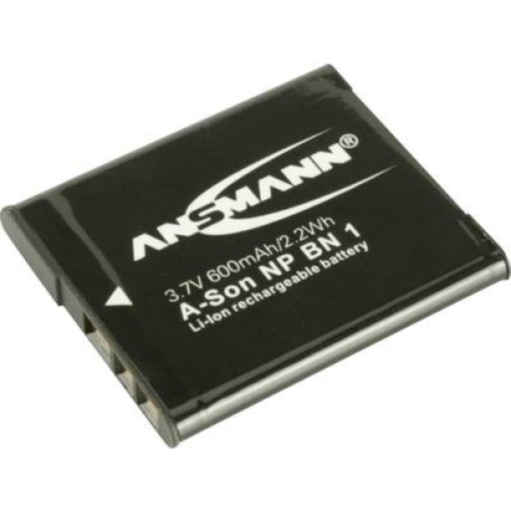 Батерия за камера, Ansmann, Съвместима със Sony, 3.7 V, 600 mAh, Черна