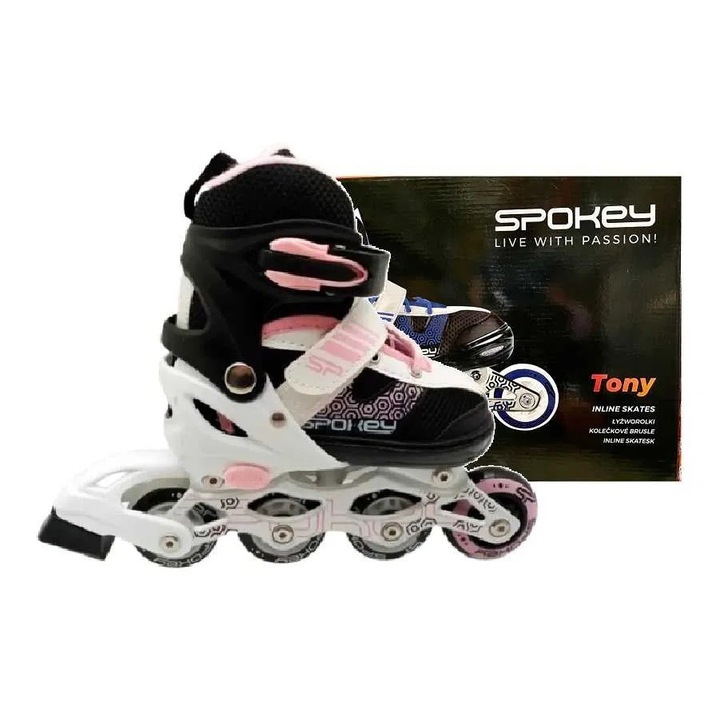 Role, Spokey, PVC, Negru/Alb, 30-33 EU