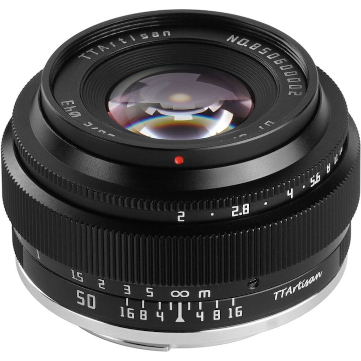 Obiectiv manual TTArtisan Full-Frame 50mm F2 negru pentru Sony E-mount