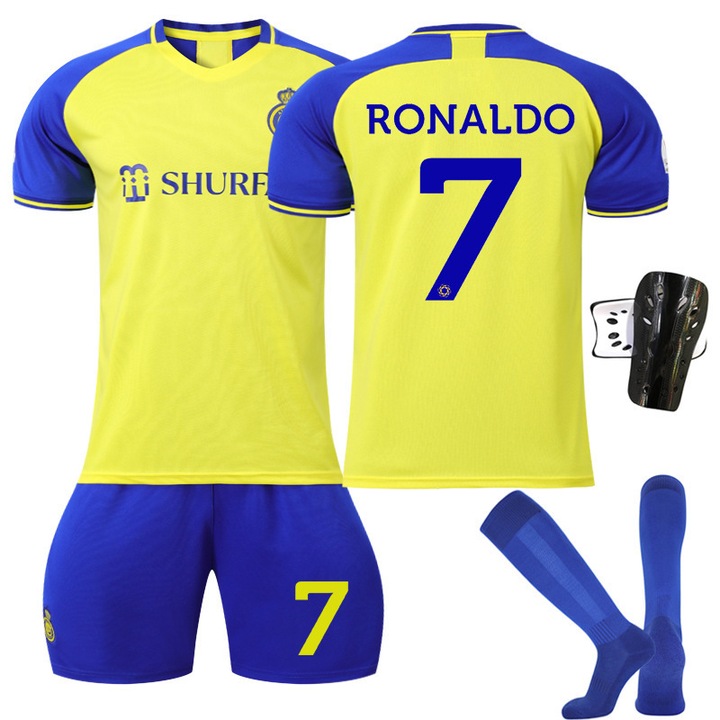 Echipament sportiv copii, Ronaldo, Poliester, Galben/Albastru - 32187, Galben/Albastru