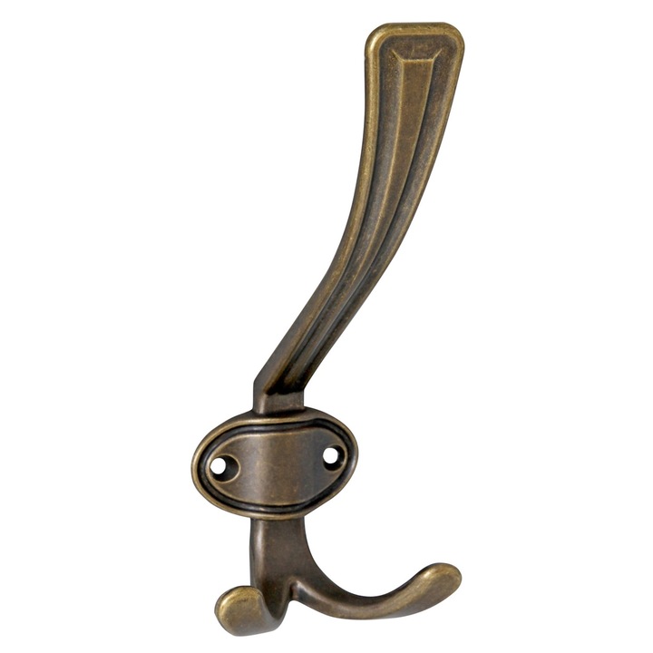 Cuier mobila, metalic, 3 agatatori, alama, finisaj antichizat