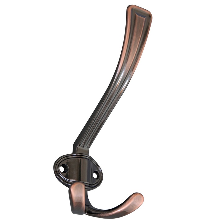 Cuier mobila, metalic, 3 agatatori, cupru, finisaj antichizat