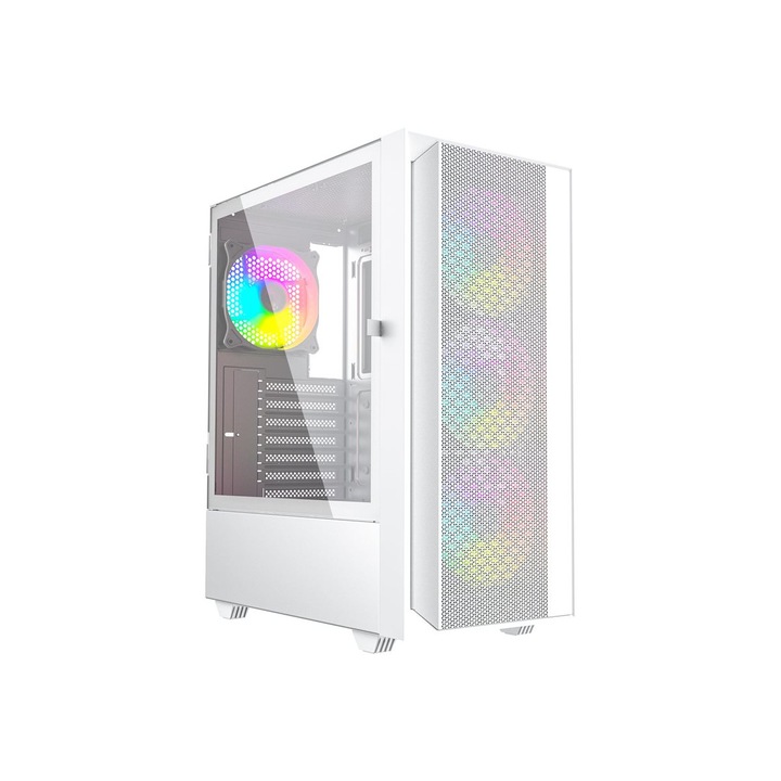 Компютърна кутия Gembird, Fornax 4000, ARGB, Mid-Tower, Без захранване, ATX, Бял