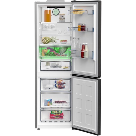 Combina frigorifica Beko B5RCNA365ZXBR, 316 l, No Frost, AeroFlow, HarvestFresh, BioCycle, Everfresh+, Clasa D, H 186.5 cm, Dark Inox