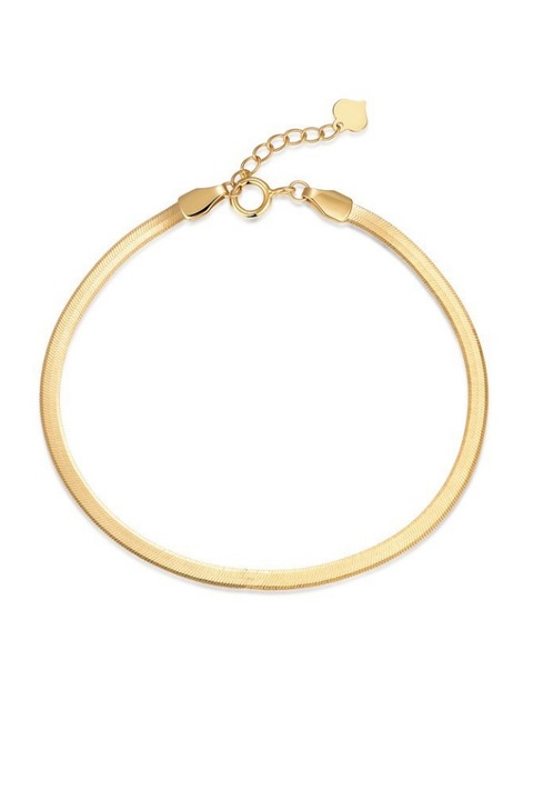 Bratara din argint 925 Fish Bone aurie fara pandantiv, aniversare, sarbatori