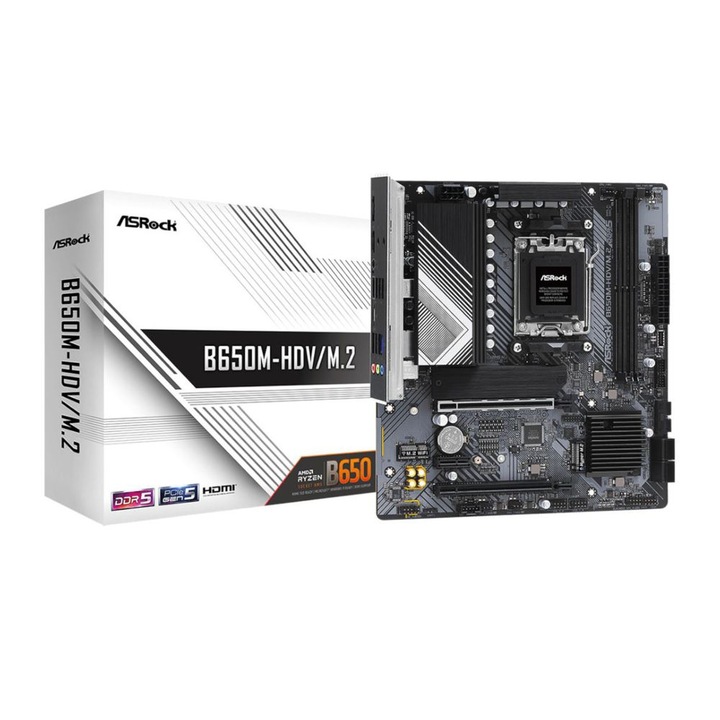 ASRock Motherboard B650M-HDV/M.2 - Micro ATX - Socket AMD AM5 - AMD B650 (90-MXBLA0-A0UAYZ)