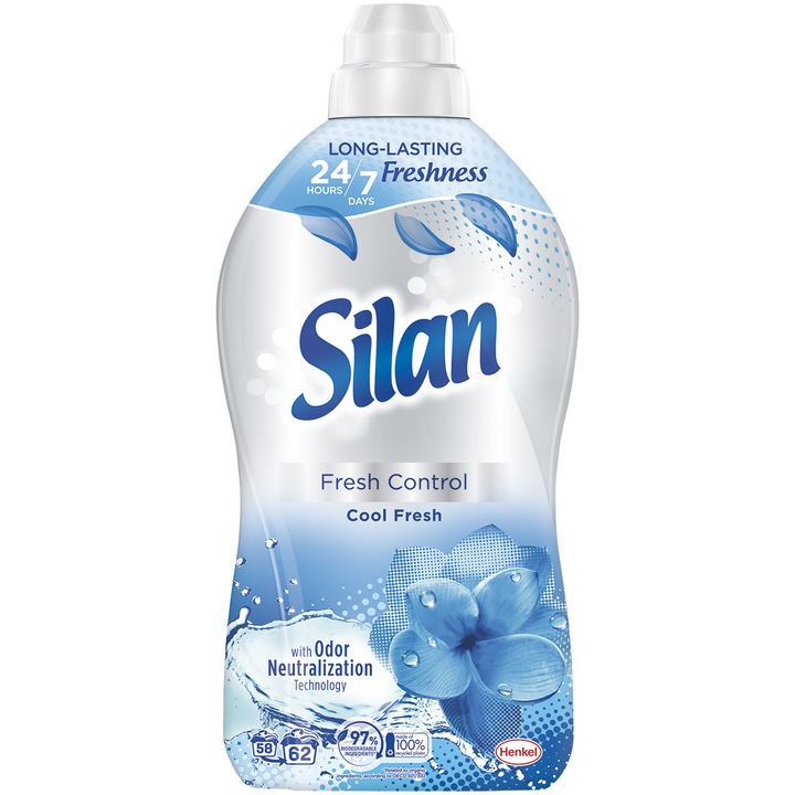 Омекотител Silan Cool Fresh, 62 пранета, 1364 мл