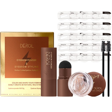 Kit pentru sprancene 03-Maro, Ceara de Fixare, 20 Sabloane Sprancene, 2 Perii, DEROL® by Suzetta®
