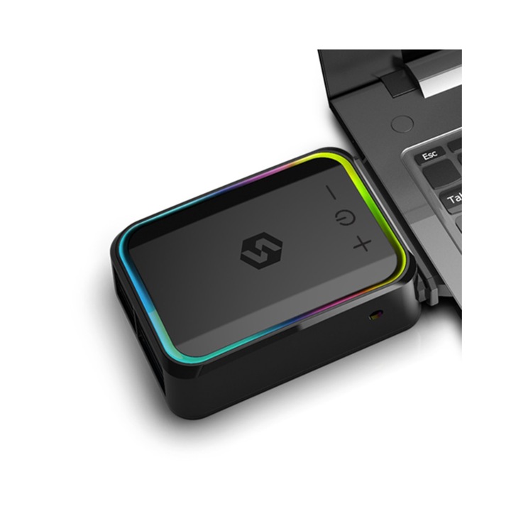 Cooler portabil pentru laptop, Axeloni ®, extractor de aer, viteza de 1500-3200 RPM, control inteligent al temperaturii, Negru