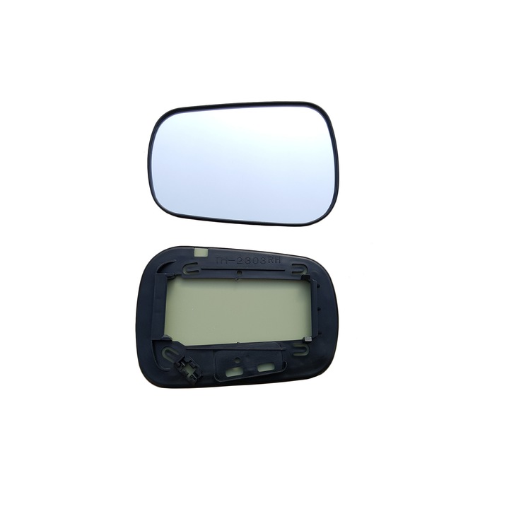 Geam oglinda stanga sticla alba fara incalzire, AWParts, Ford Fiesta 2002-2005, Ford Fusion 2002-2005, sticla convexa, cu rama de montaj